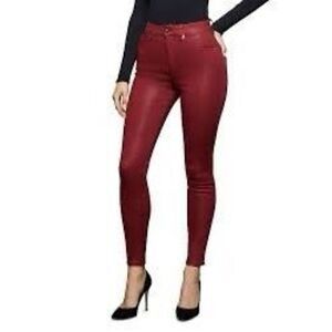 Good American Good Waist Crop Wax Skinny Jeans Sz 8/29 Ruby Stretch Raw Hem